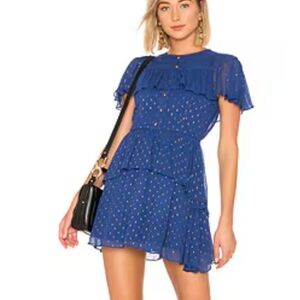 House of Harlow 1960 x REVOLVE Clint Navy Blue & Gold Dot Mini Dress